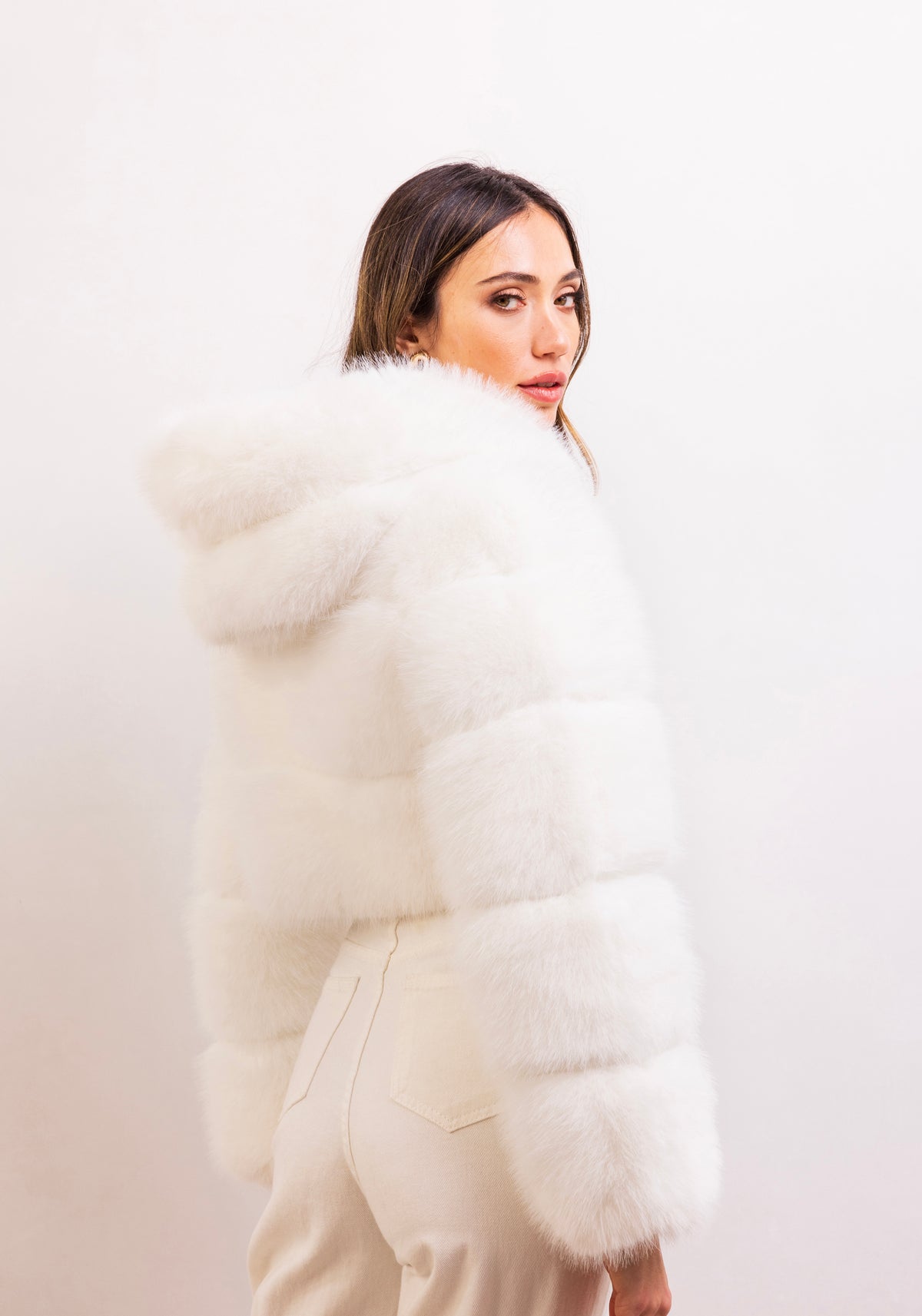 This Is It Faux Fur Cropped Jacket in White