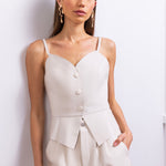 Harley Leather Peplum Top in Cream