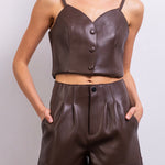 Sierra Leather Shorts in Brown