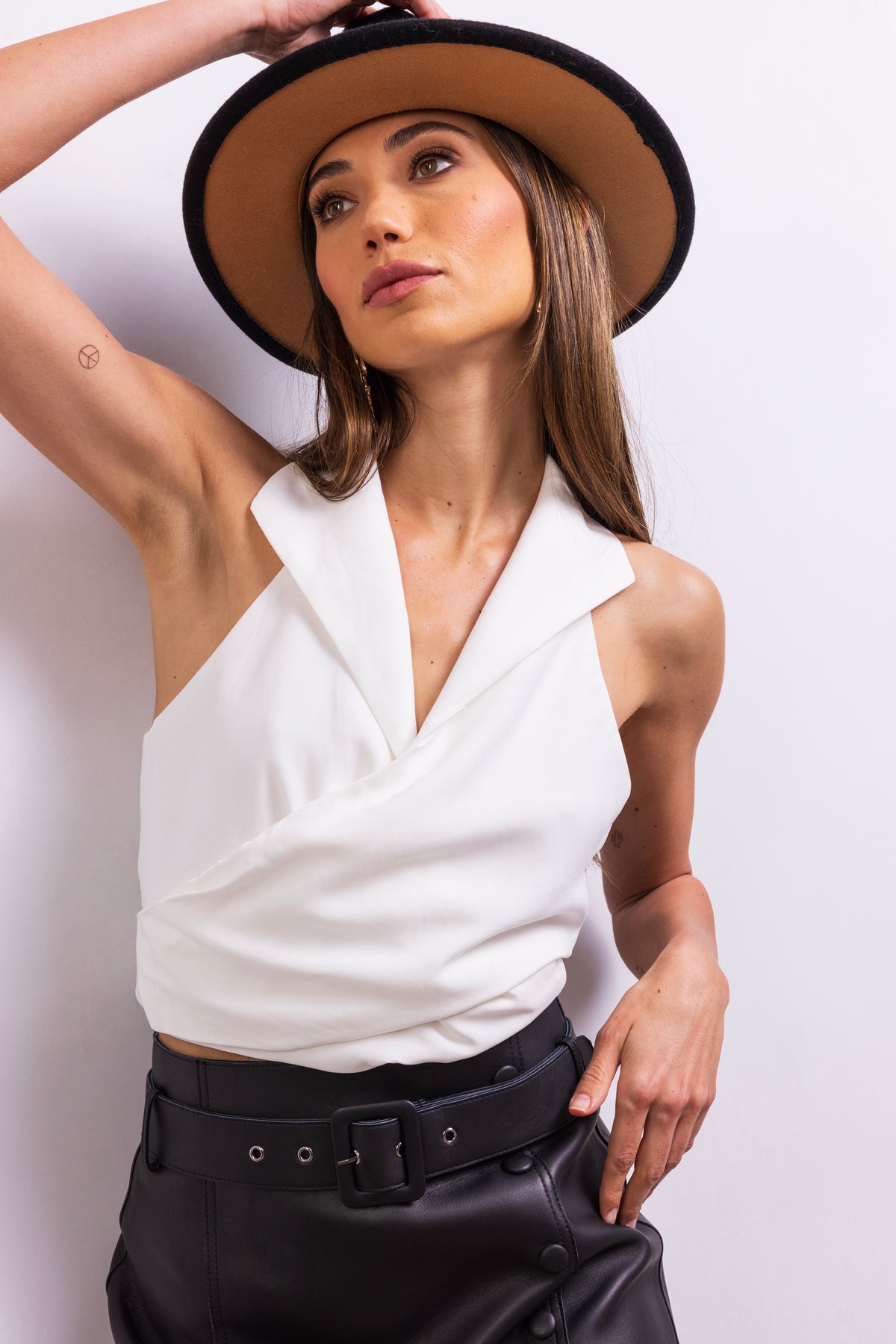 The Cropped Silk Wrap Vest in White