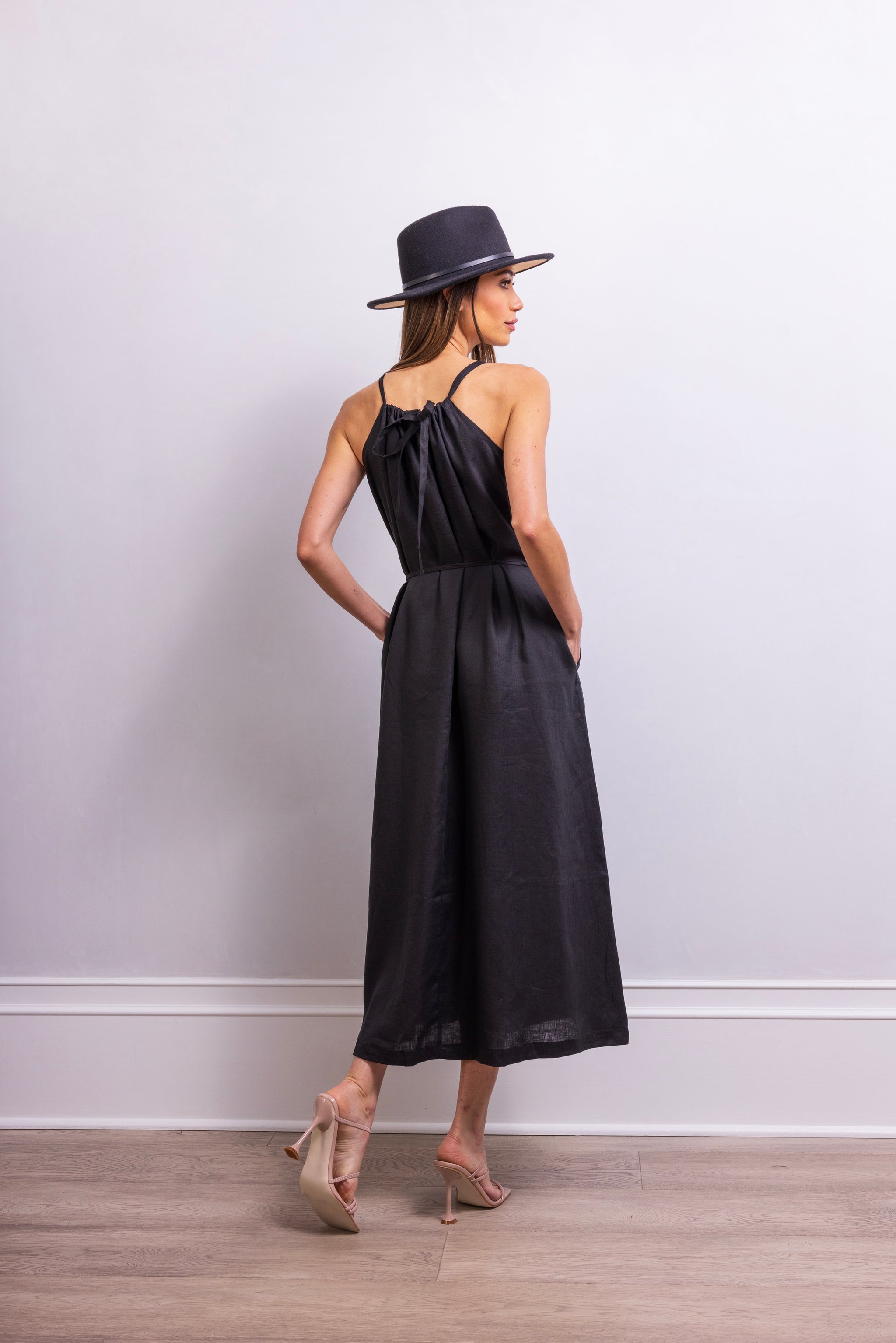 The Escape Linen Midi Dress in Black - Lisa Maree The Escape Linen Midi Dress in Black - Lisa Maree