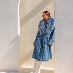 Apocalypse Denim and  Mongolian Wool Coat in Blue