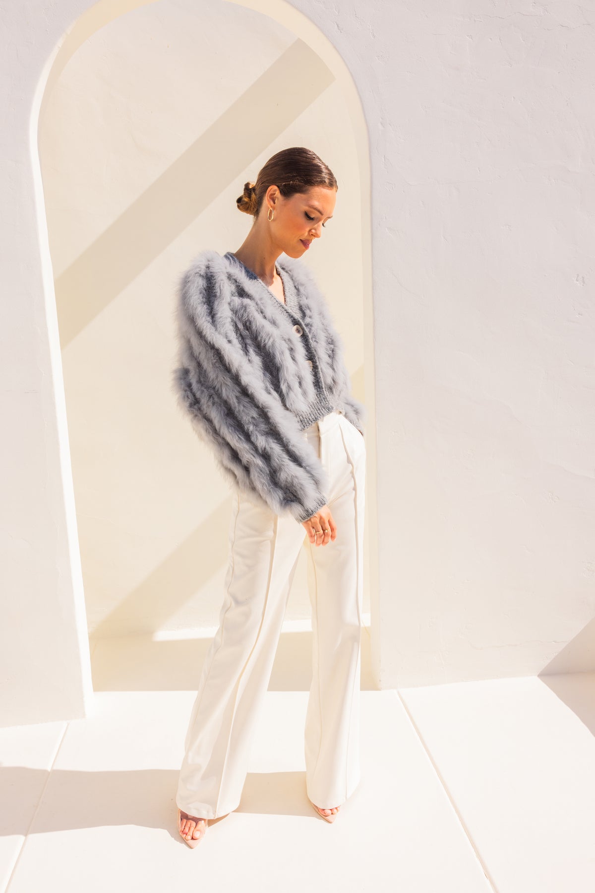 The Furry Fox Cardigan in Gray