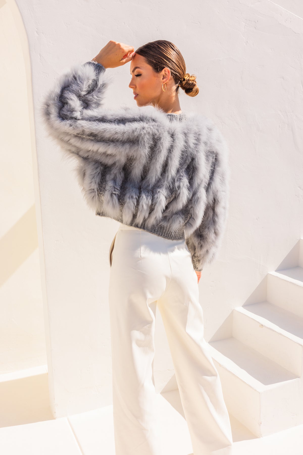 The Furry Fox Cardigan in Gray