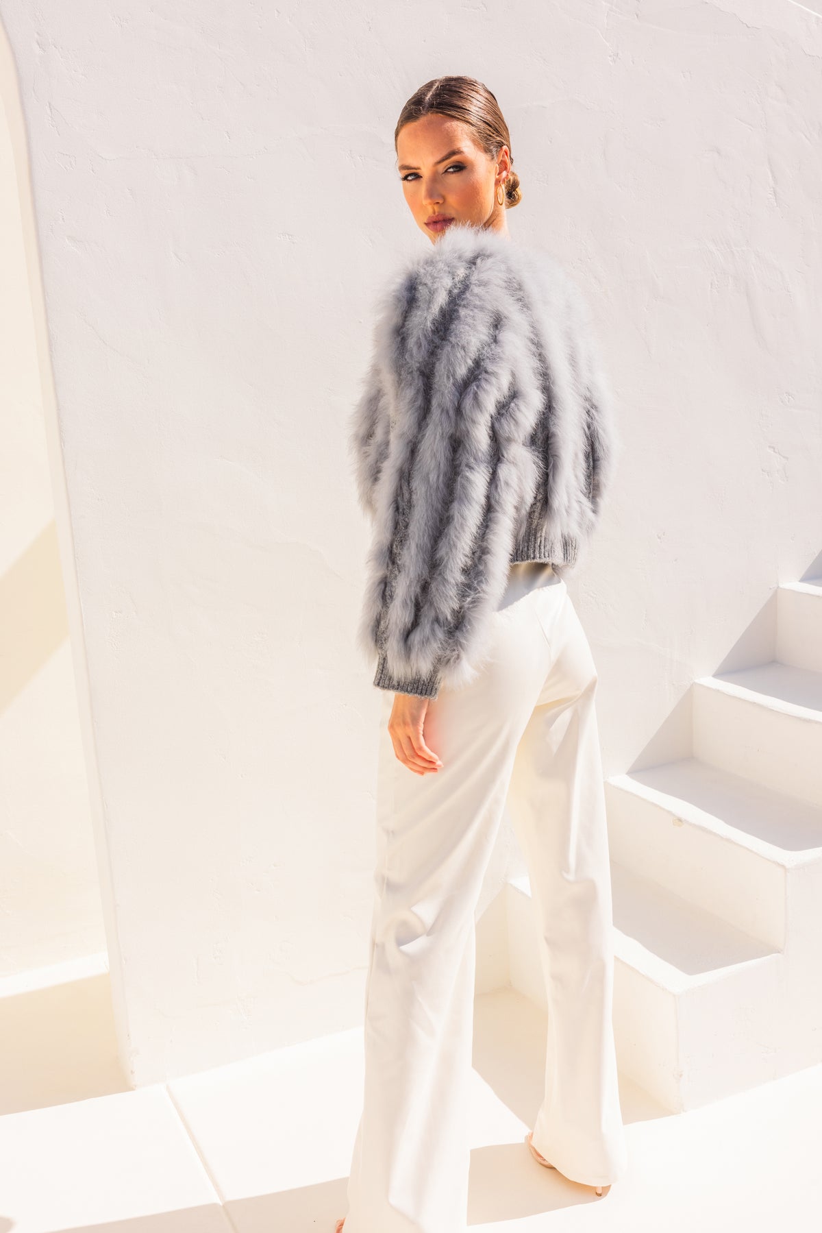 The Furry Fox Cardigan in Gray