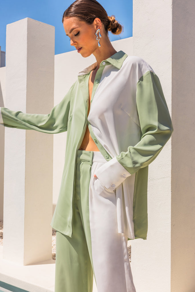 Half Hour Block Contrast Oversized Shirt