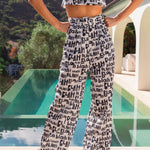Beyond Belief Linen Wide Leg High Waisted Pants in Blah Blah Print