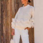 The Regal Union Knit Sweater with Matching Bag Set in Cream