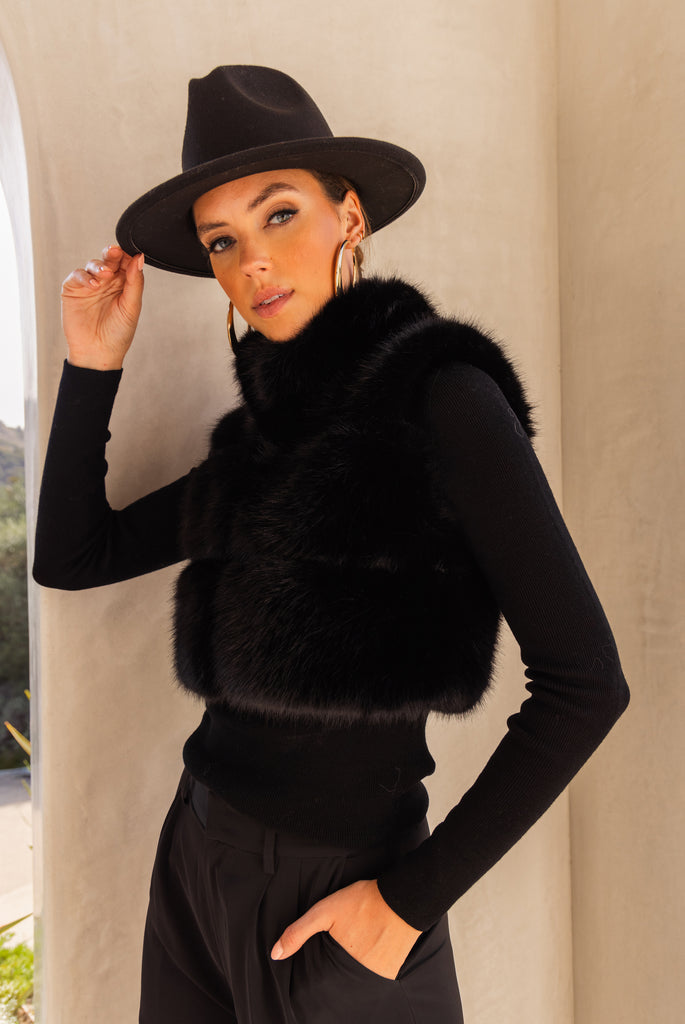 Nocturnal Nights Faux Fur Cropped Vest