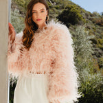 The Entitled Feather Jacket in Baby Pink