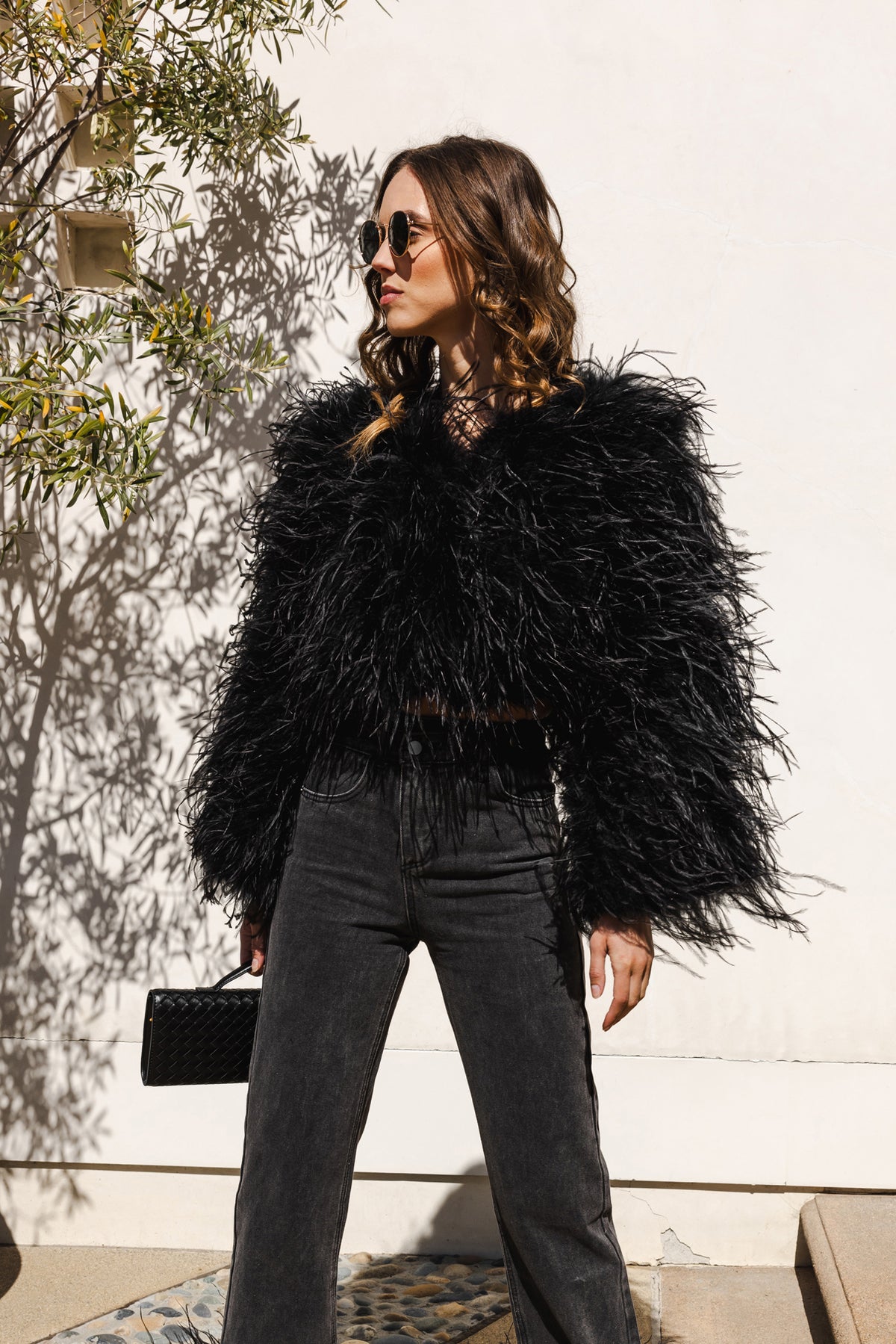 The Entitled Feather Jacket in Black