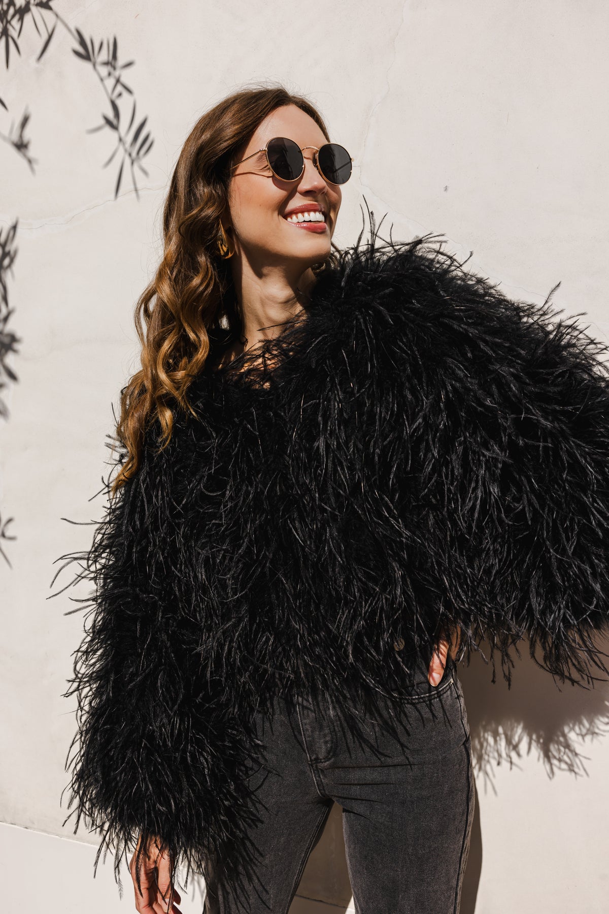 The Entitled Feather Jacket in Black