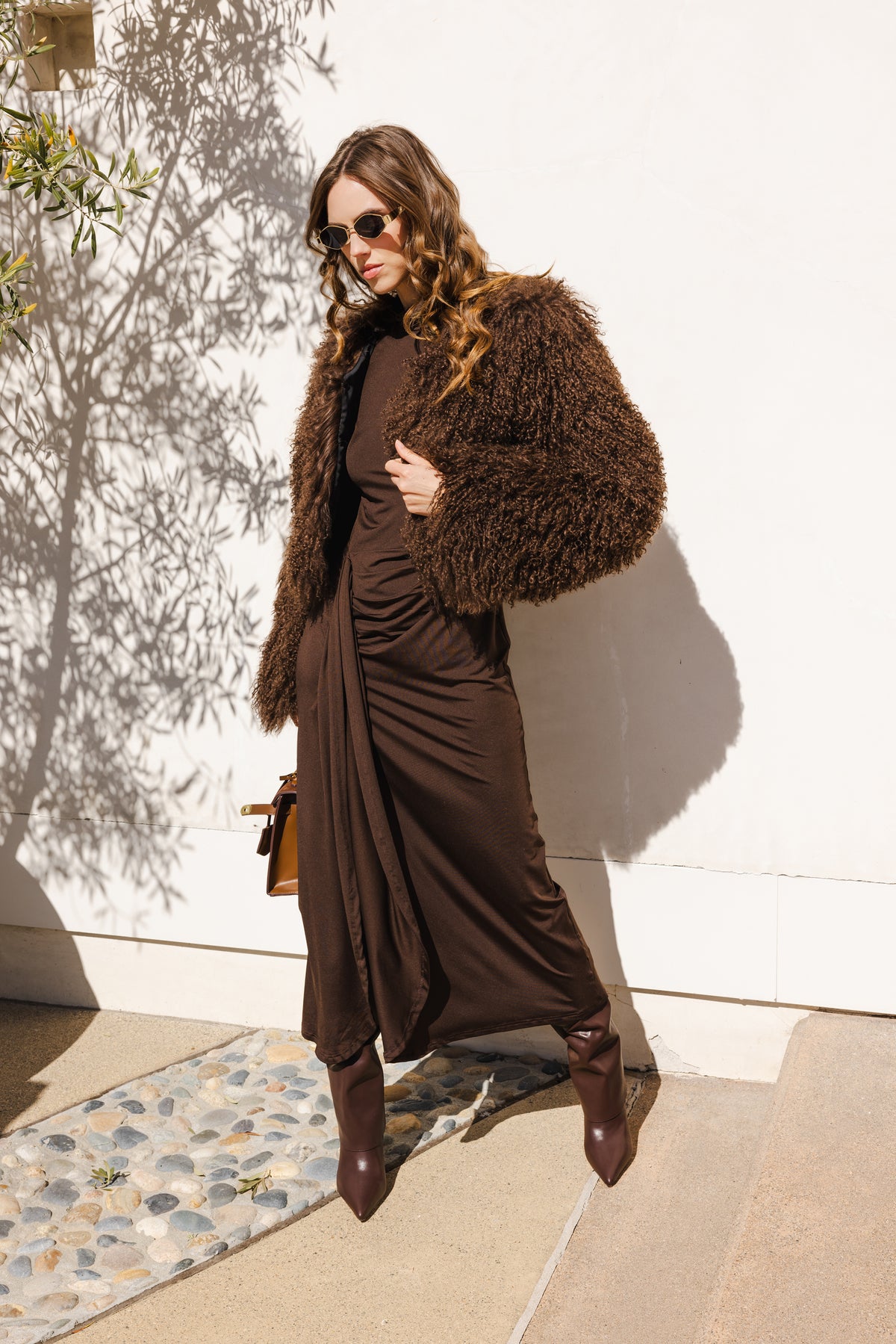 Harmony Mongolian Wool Jacket in Brown