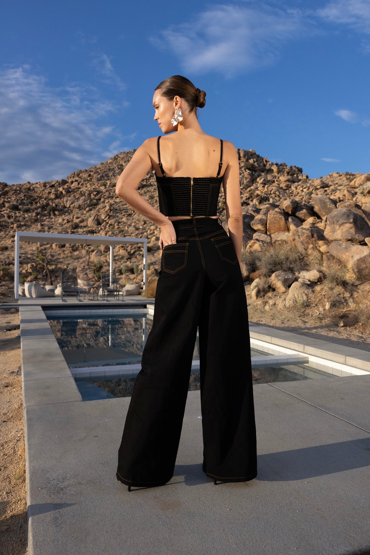 Malia Wide Leg Denim Jeans in Black