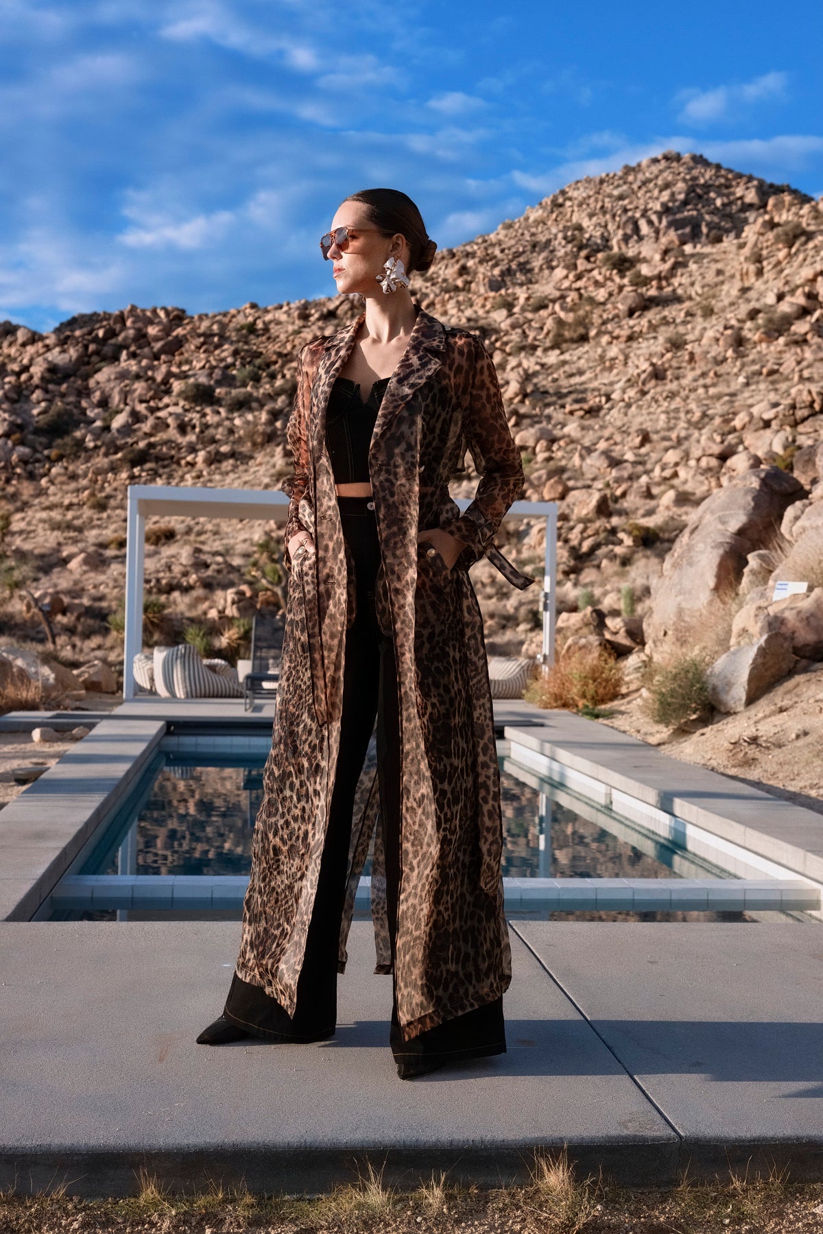 The Long Goodbye Sheer Overcoat in Leopard