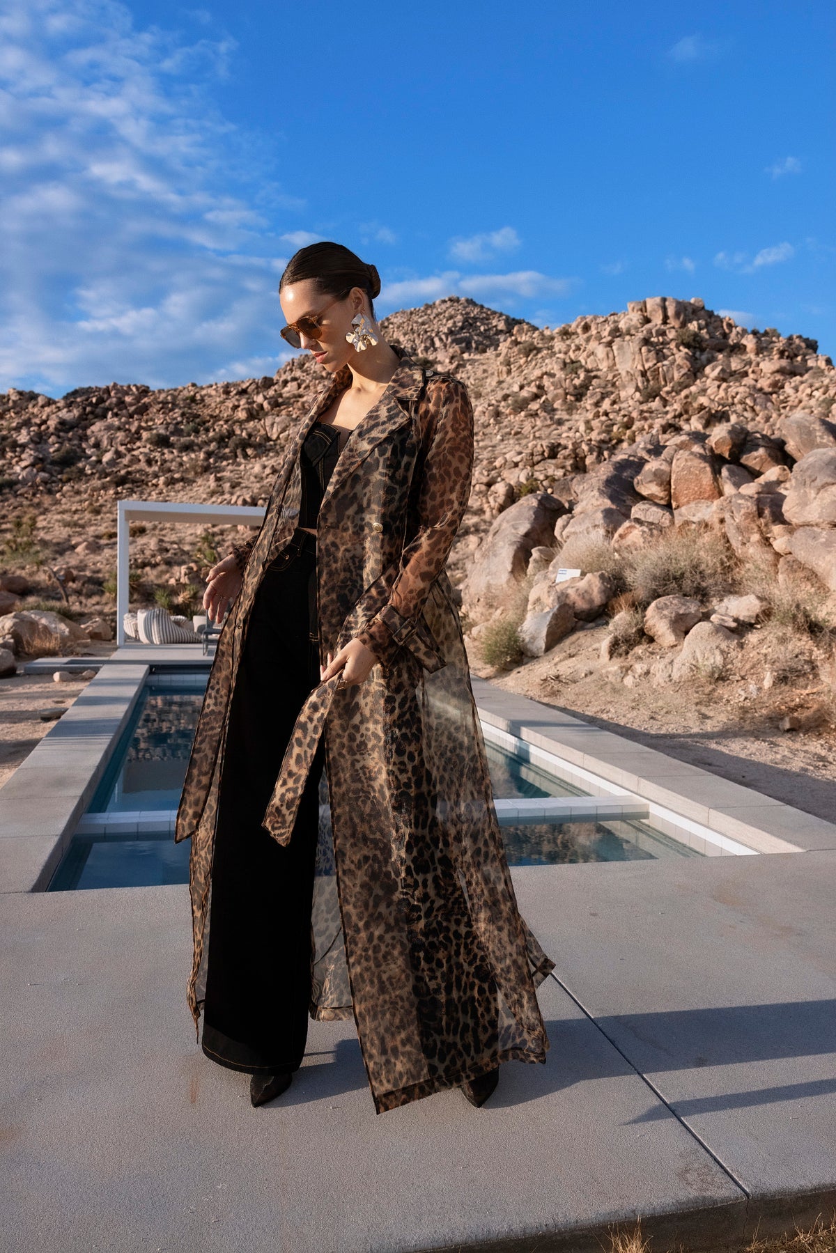 The Long Goodbye Sheer Overcoat in Leopard