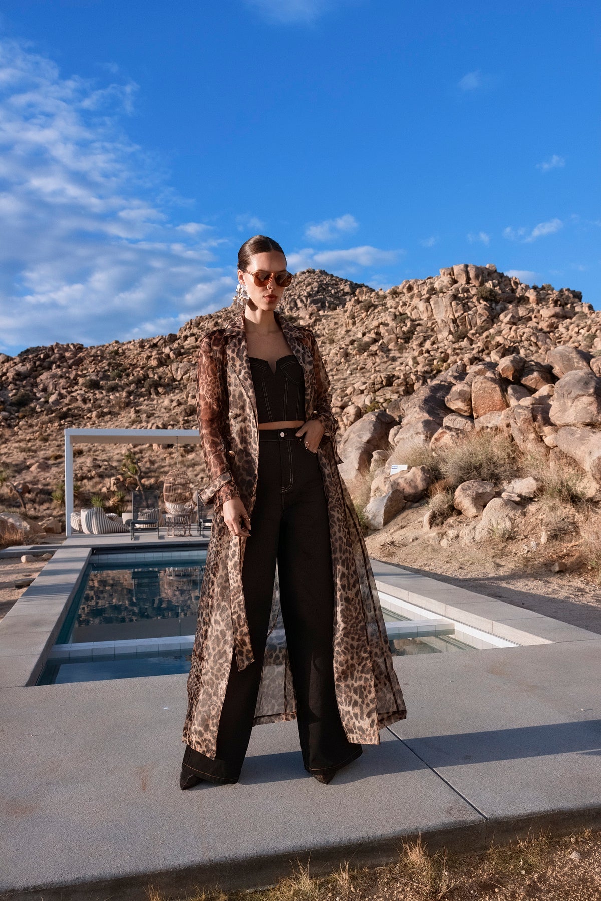 The Long Goodbye Sheer Overcoat in Leopard