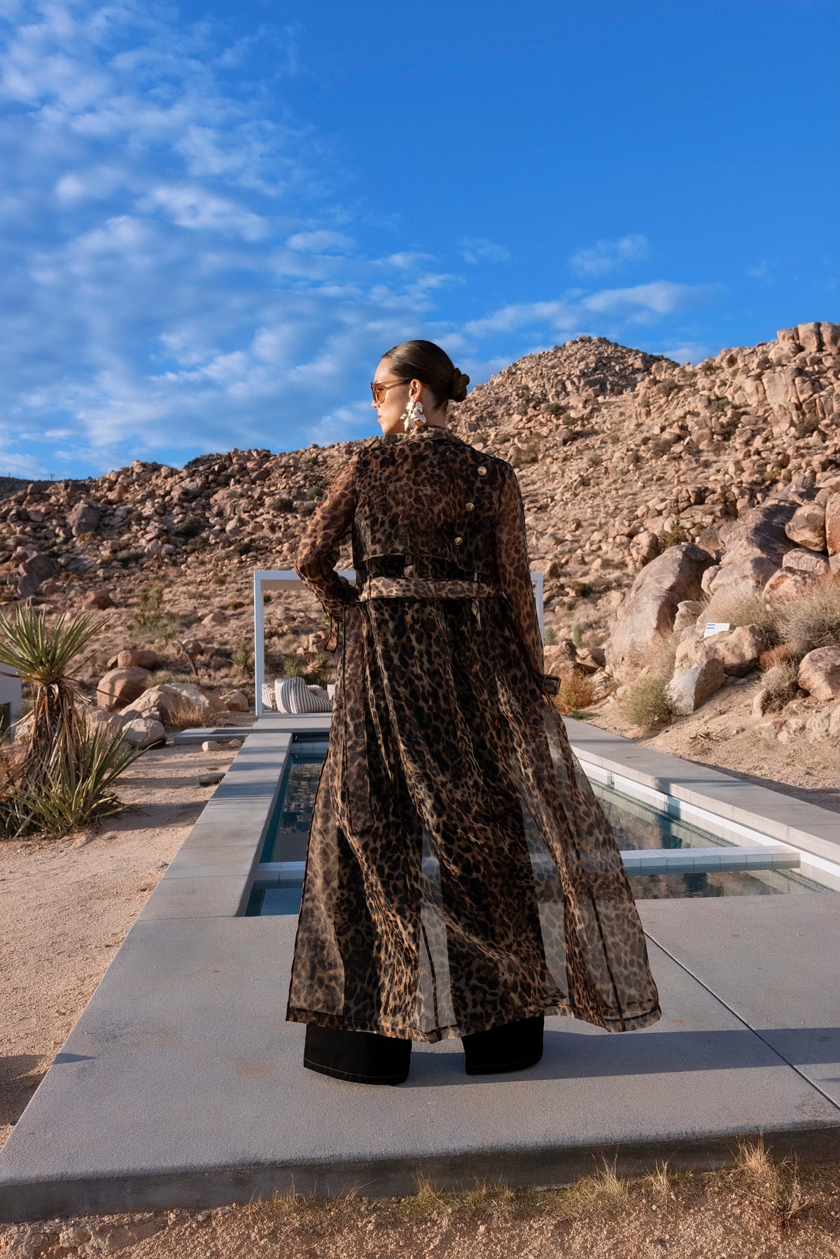 The Long Goodbye Sheer Overcoat in Leopard
