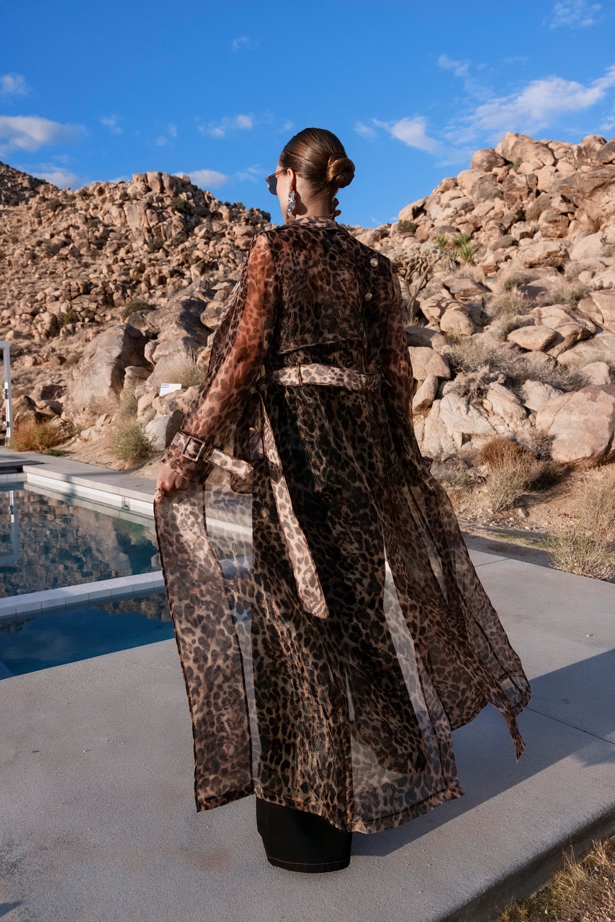 The Long Goodbye Sheer Overcoat in Leopard