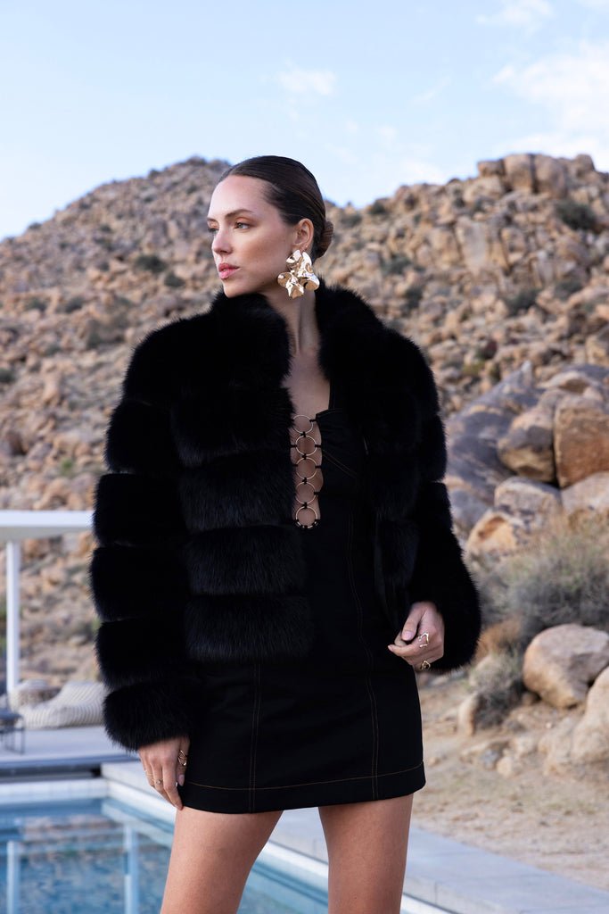 Elevated Evenings Faux Fur Jacket in Black - Lisa Maree