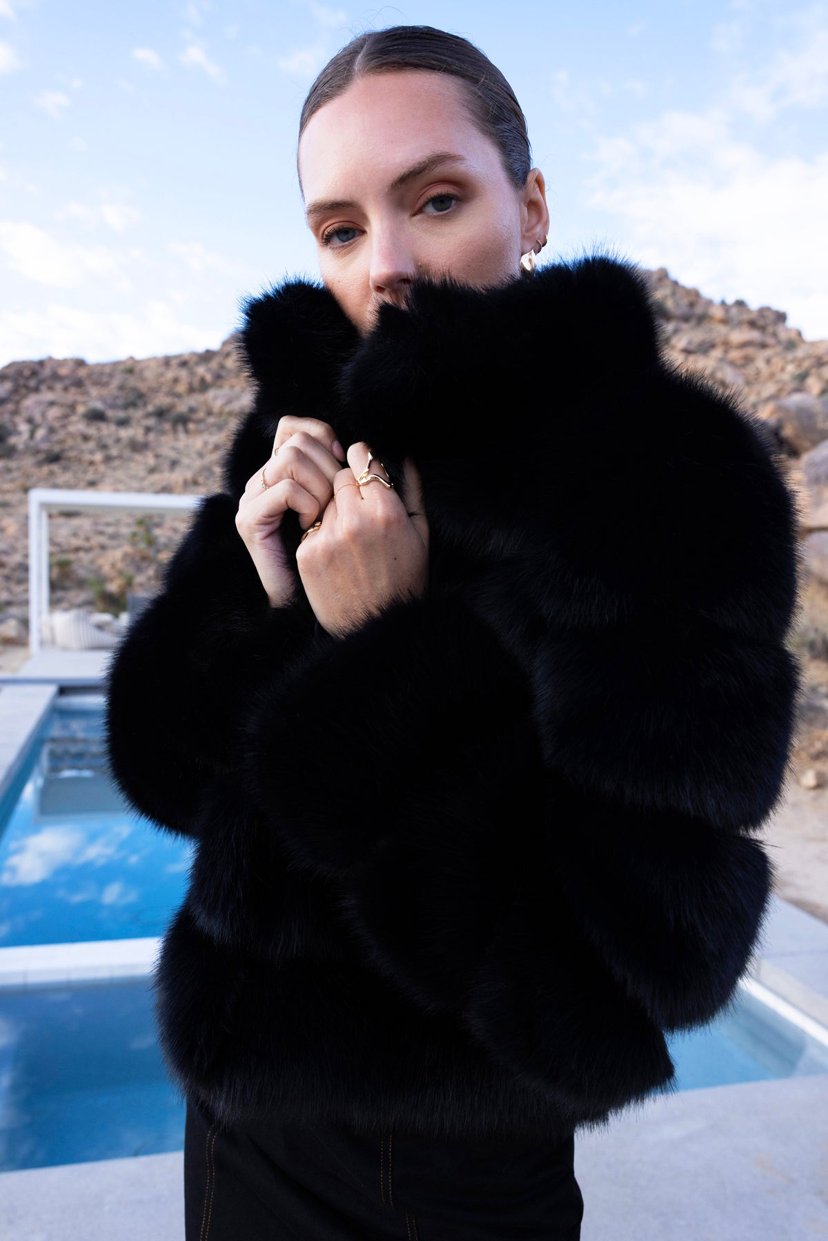 Elevated Evenings Faux Fur Jacket in Black