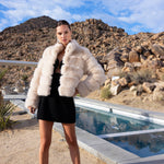 Elevated Evenings Faux Fur Jacket in Beige