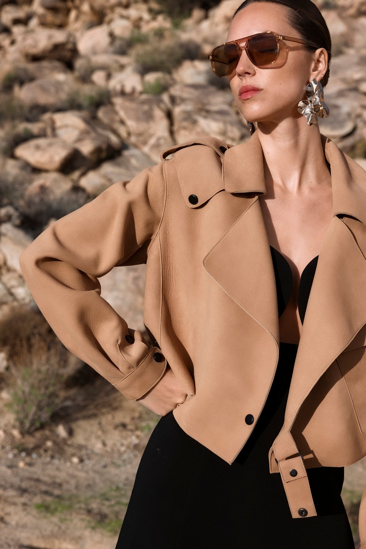 Femme Noire Suede Jacket in Tan