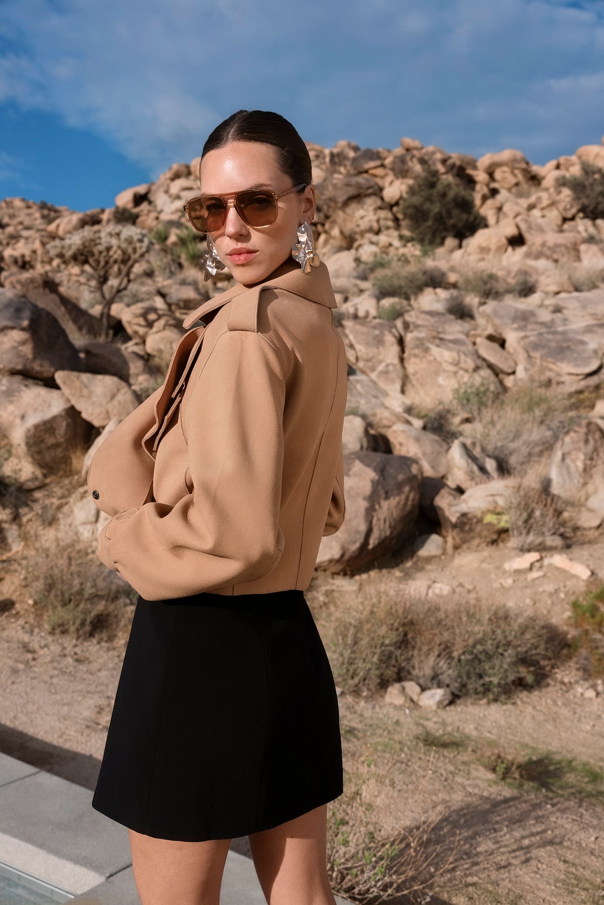 Femme Noire Suede Jacket in Tan