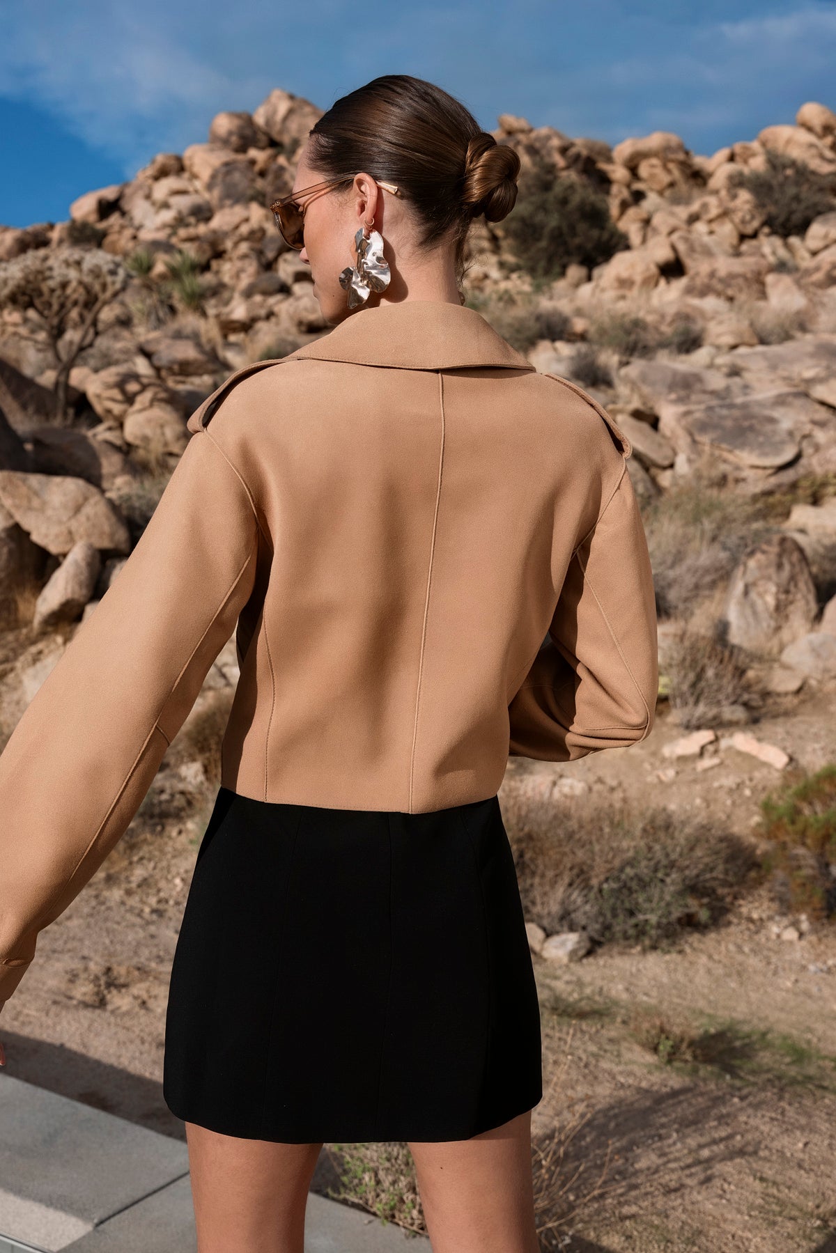 Femme Noire Suede Jacket in Tan