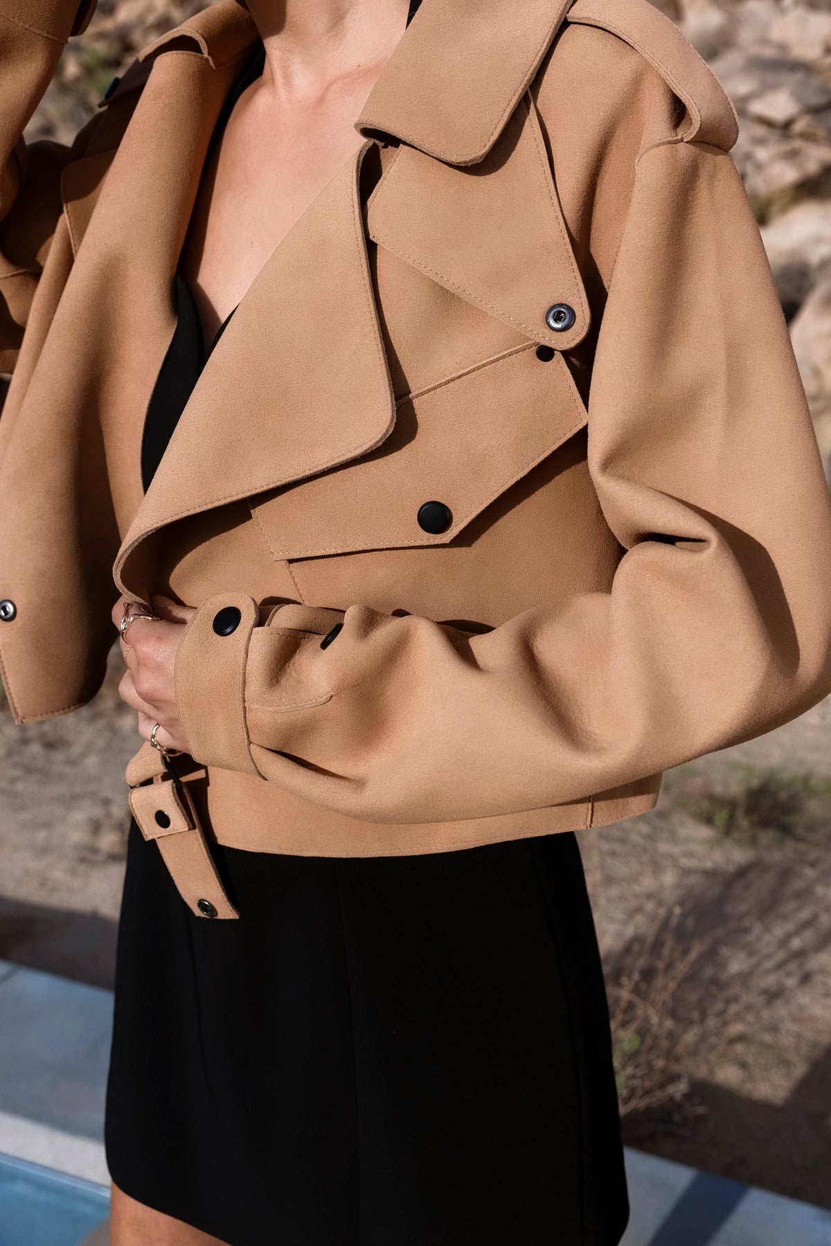 Femme Noire Suede Jacket in Tan