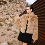 Elevated Evenings Faux Fur Jacket in Tan