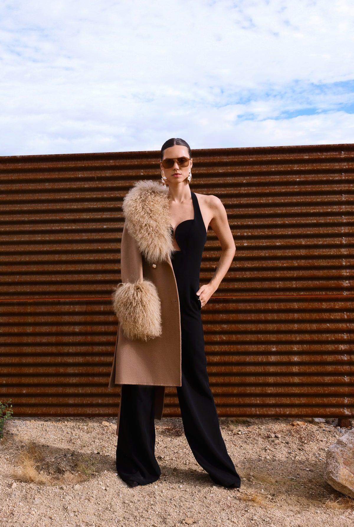 Charlotte Mongolian Wool Coat in Tan