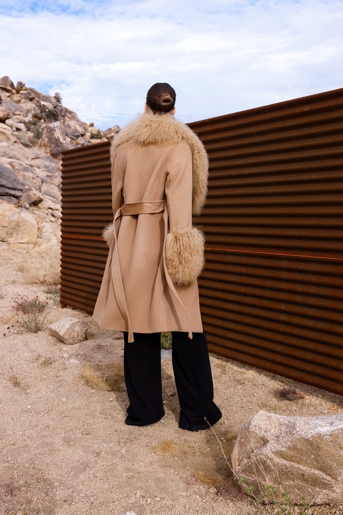 Charlotte Mongolian Wool Coat in Tan