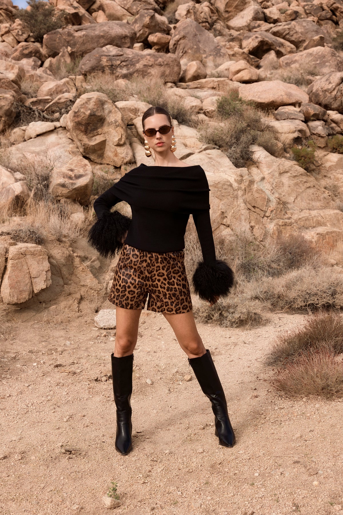 Hummingbird Leather Shorts in Leopard Print