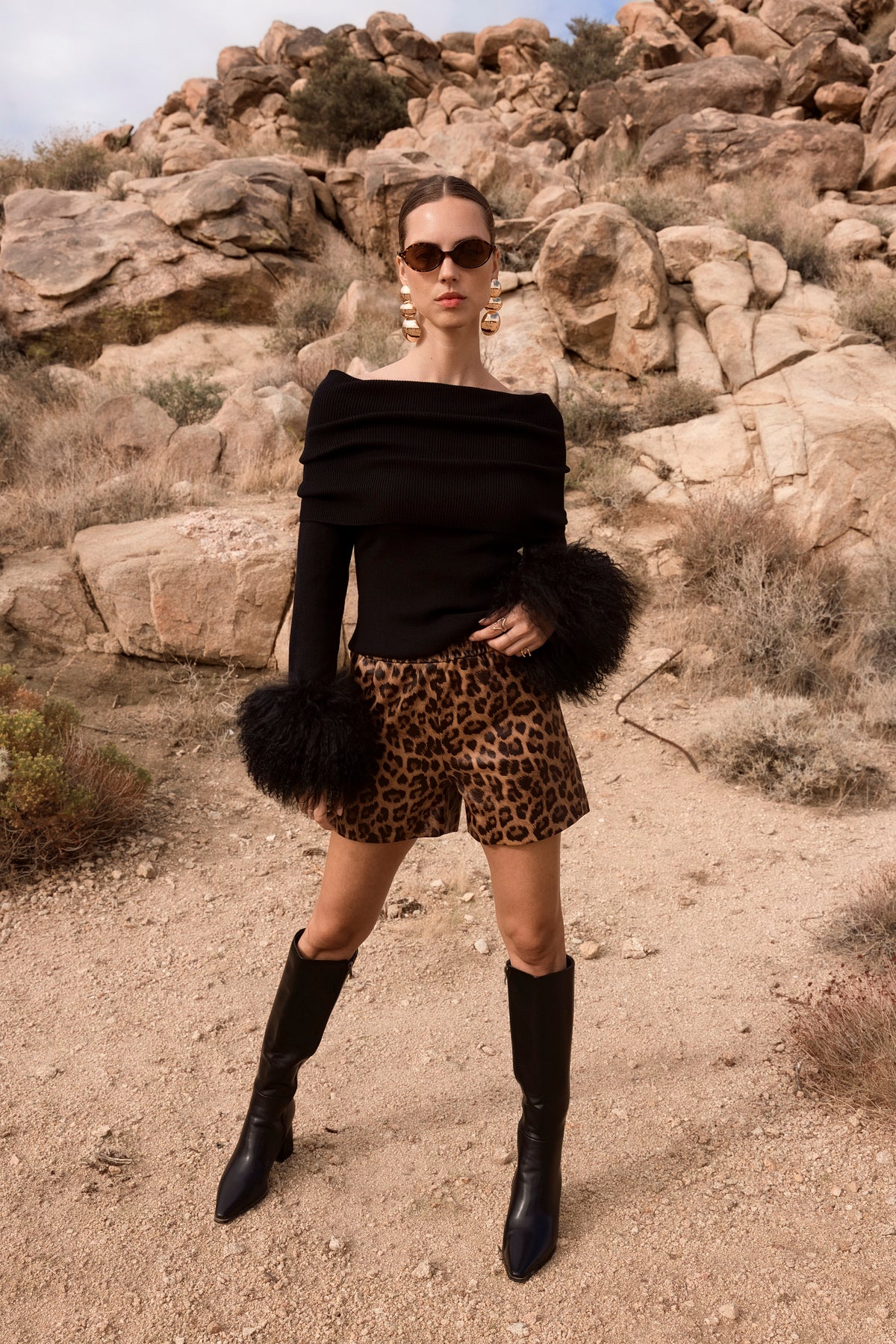Hummingbird Leather Shorts in Leopard Print