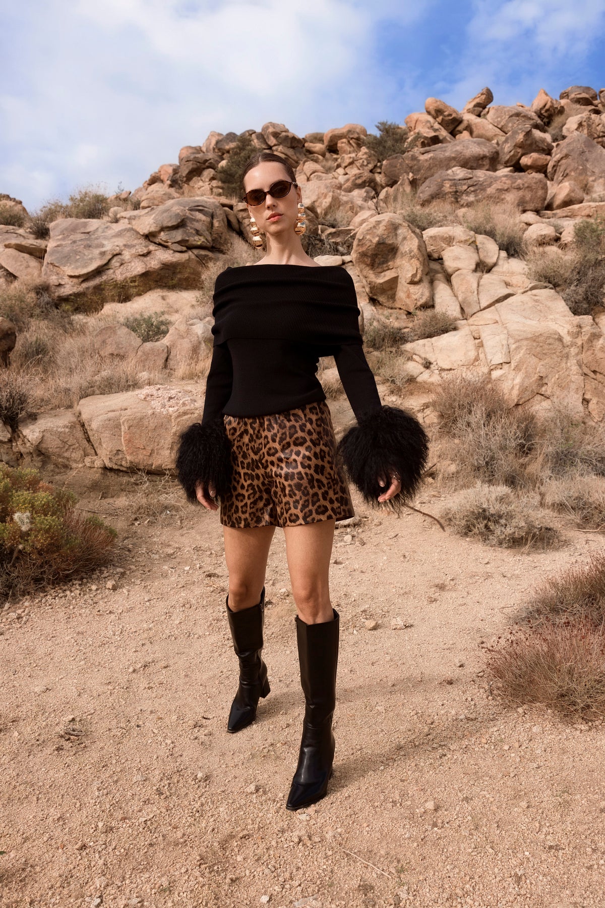 Hummingbird Leather Shorts in Leopard Print