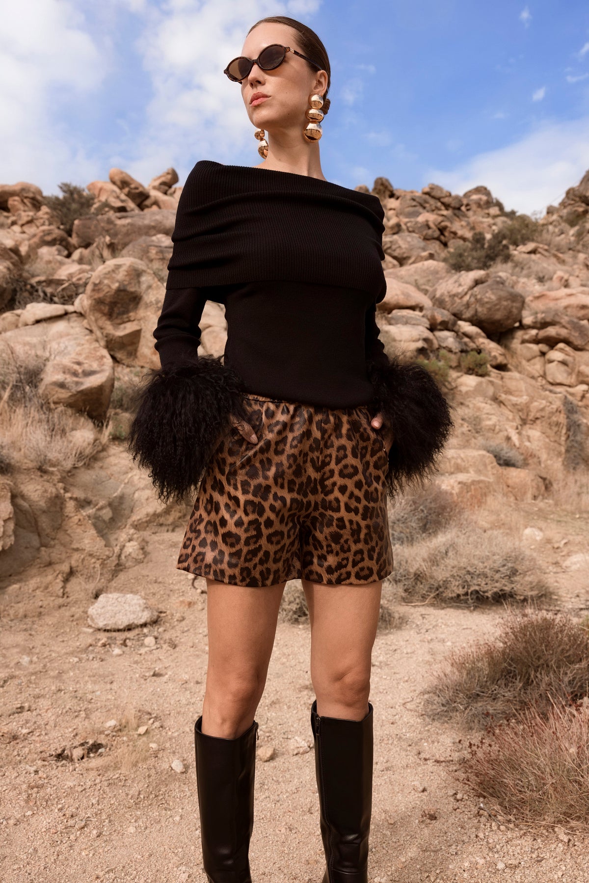 Hummingbird Leather Shorts in Leopard Print