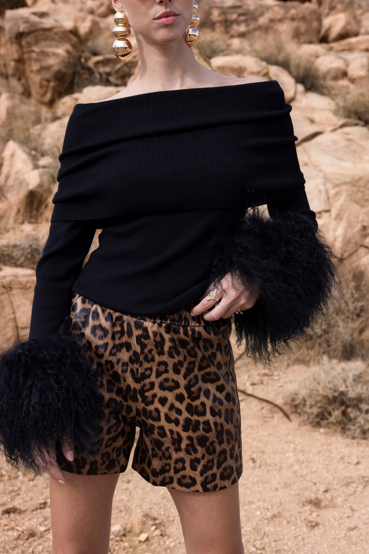 Hummingbird Leather Shorts in Leopard Print