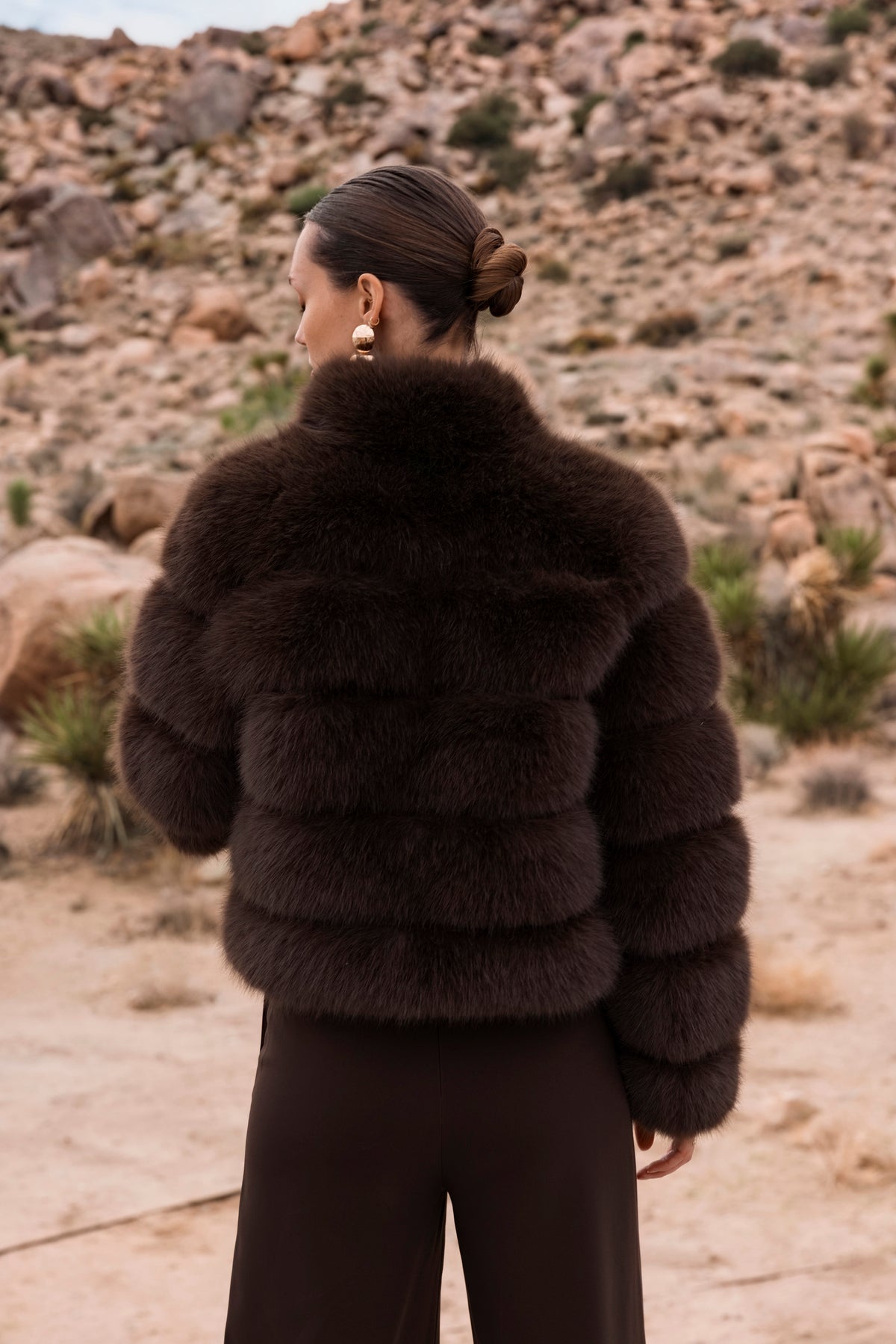 Elevated Evenings Faux Fur Jacket in Brown