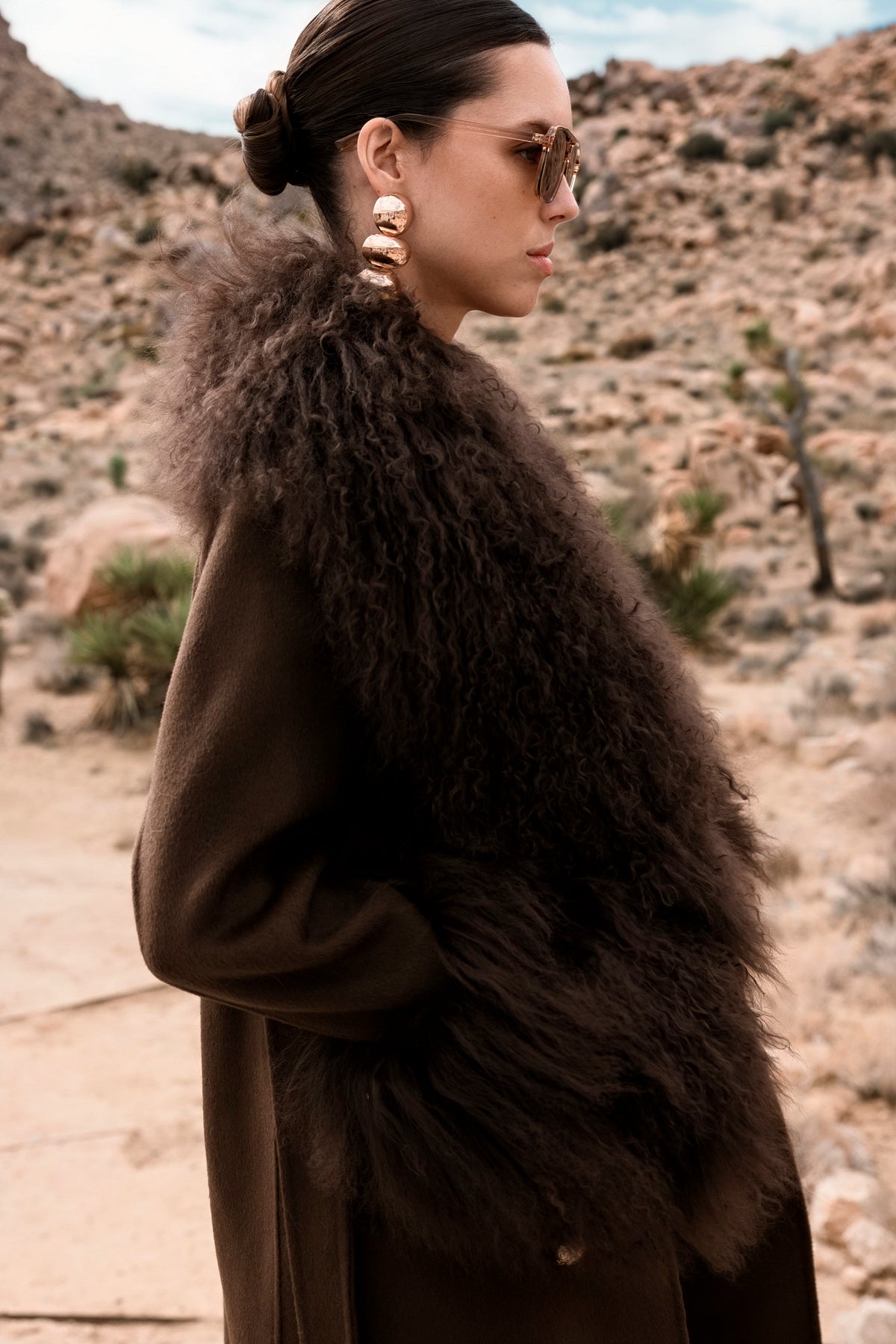 Charlotte Mongolian Wool Coat in Brown