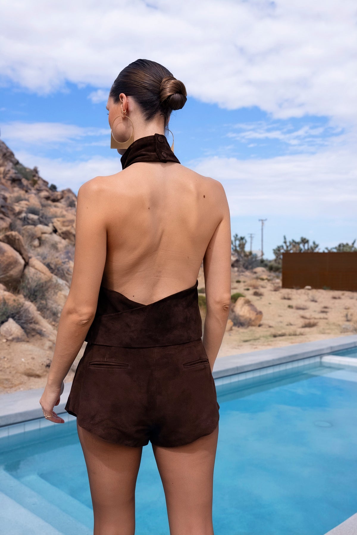 My Temperament Suede Leather Shorts in Brown