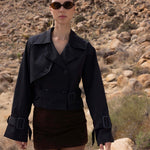 The Step Ahead Cropped Trench Coat in Black