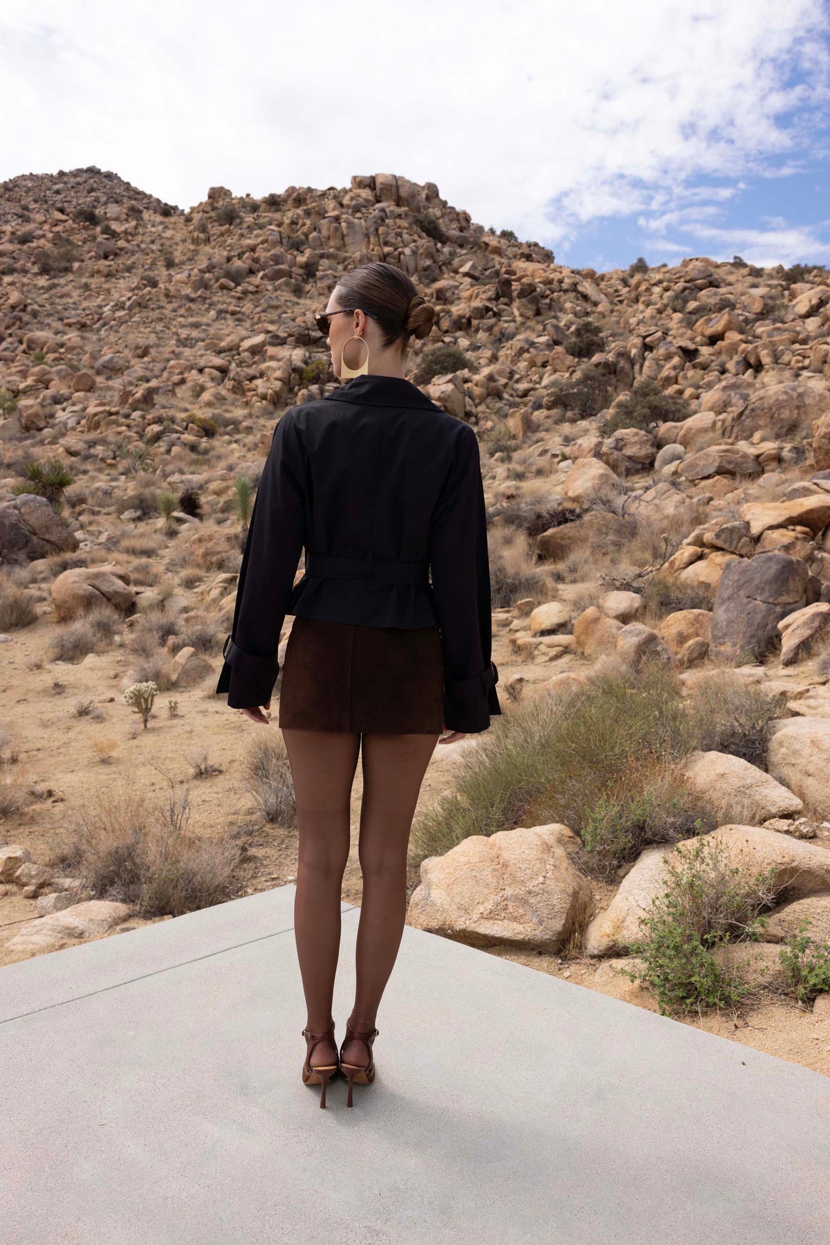 The Step Ahead Cropped Trench Coat in Black