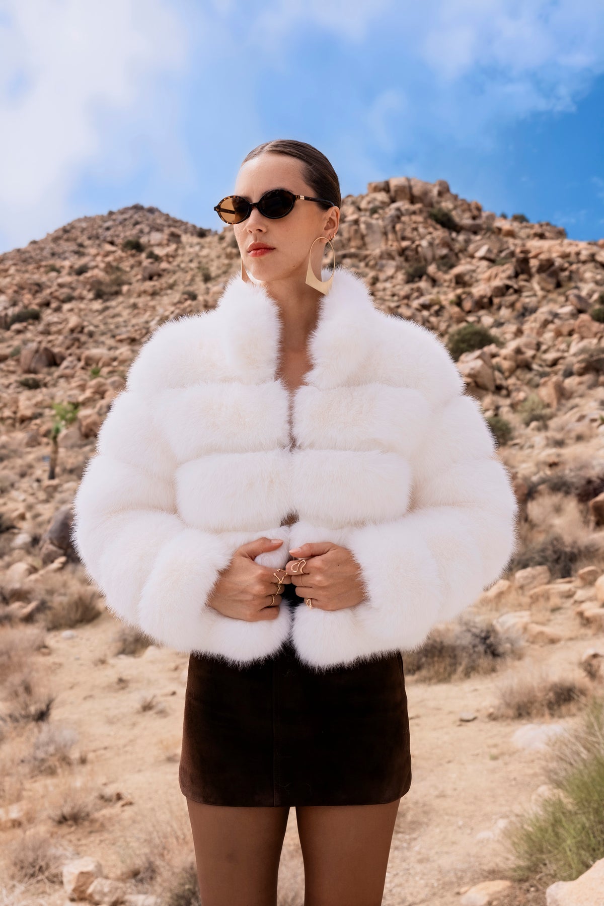 Elevated Evenings Faux Fur Jacket in Cream
