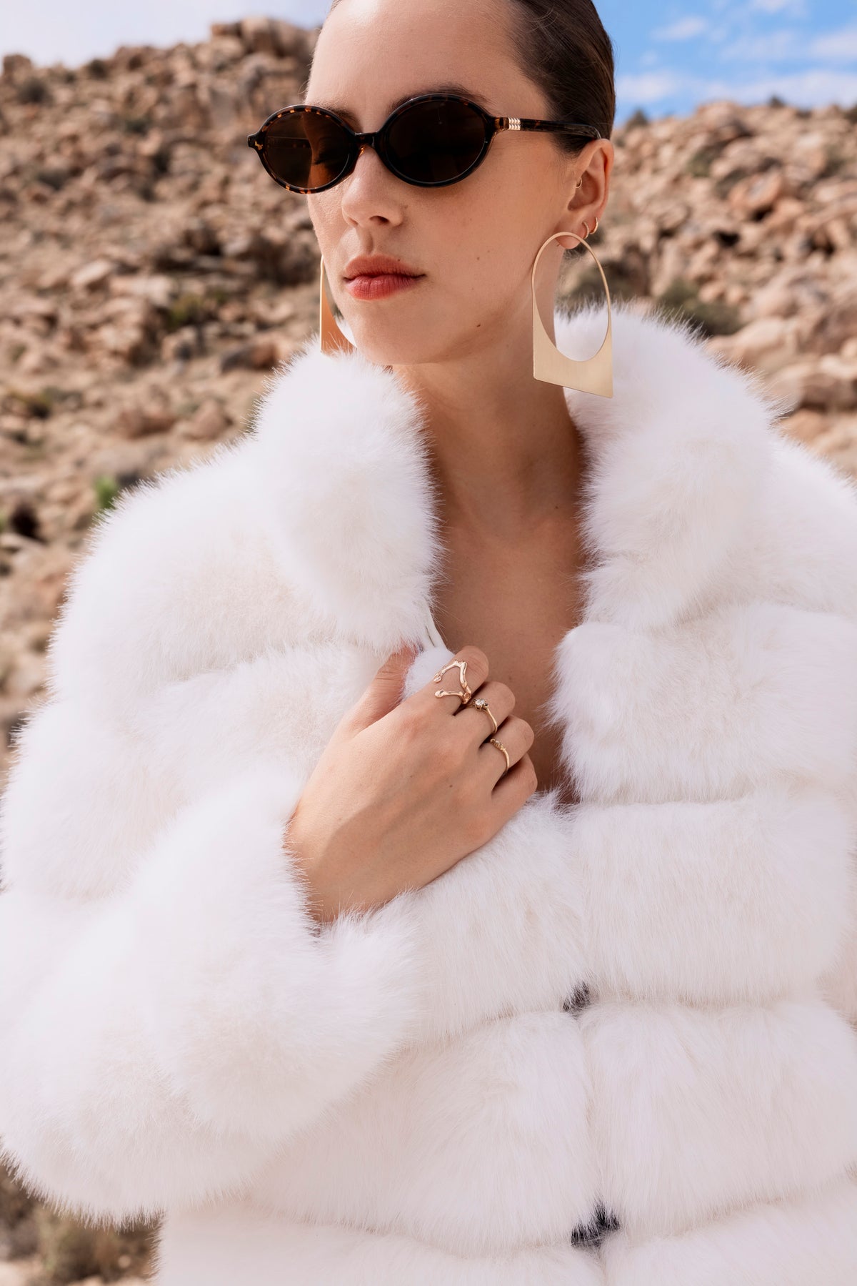 Elevated Evenings Faux Fur Jacket in Cream