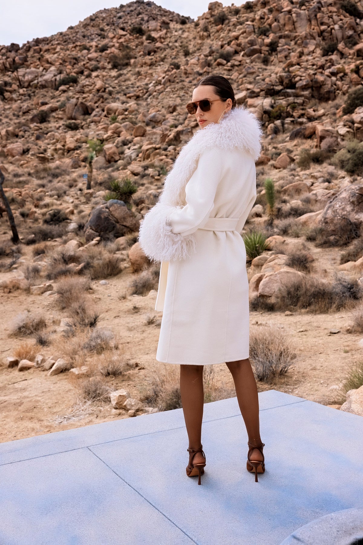 Charlotte Mongolian Wool Coat in White
