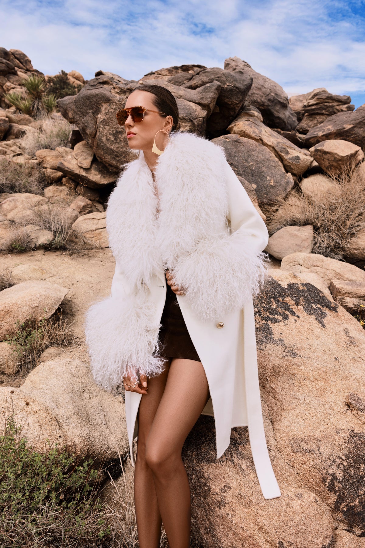 Charlotte Mongolian Wool Coat in White