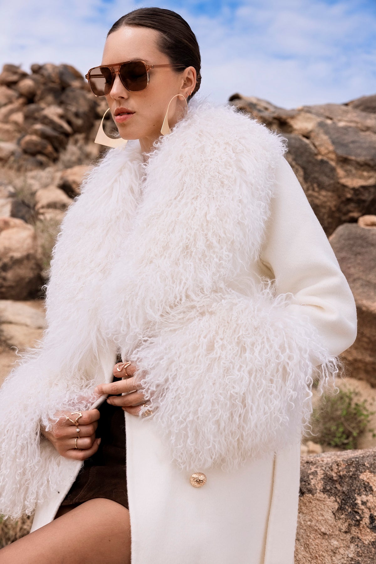 Charlotte Mongolian Wool Coat in White