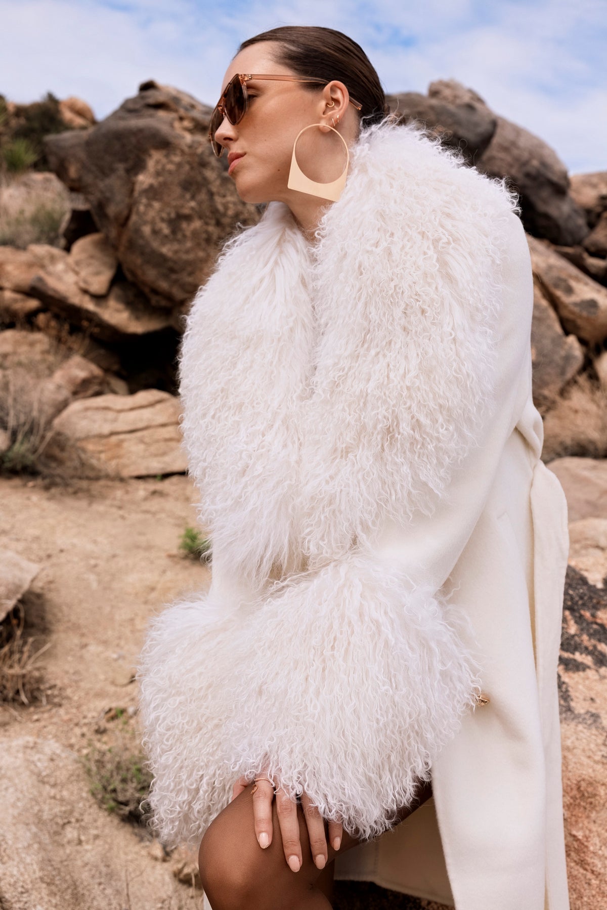 Charlotte Mongolian Wool Coat in White