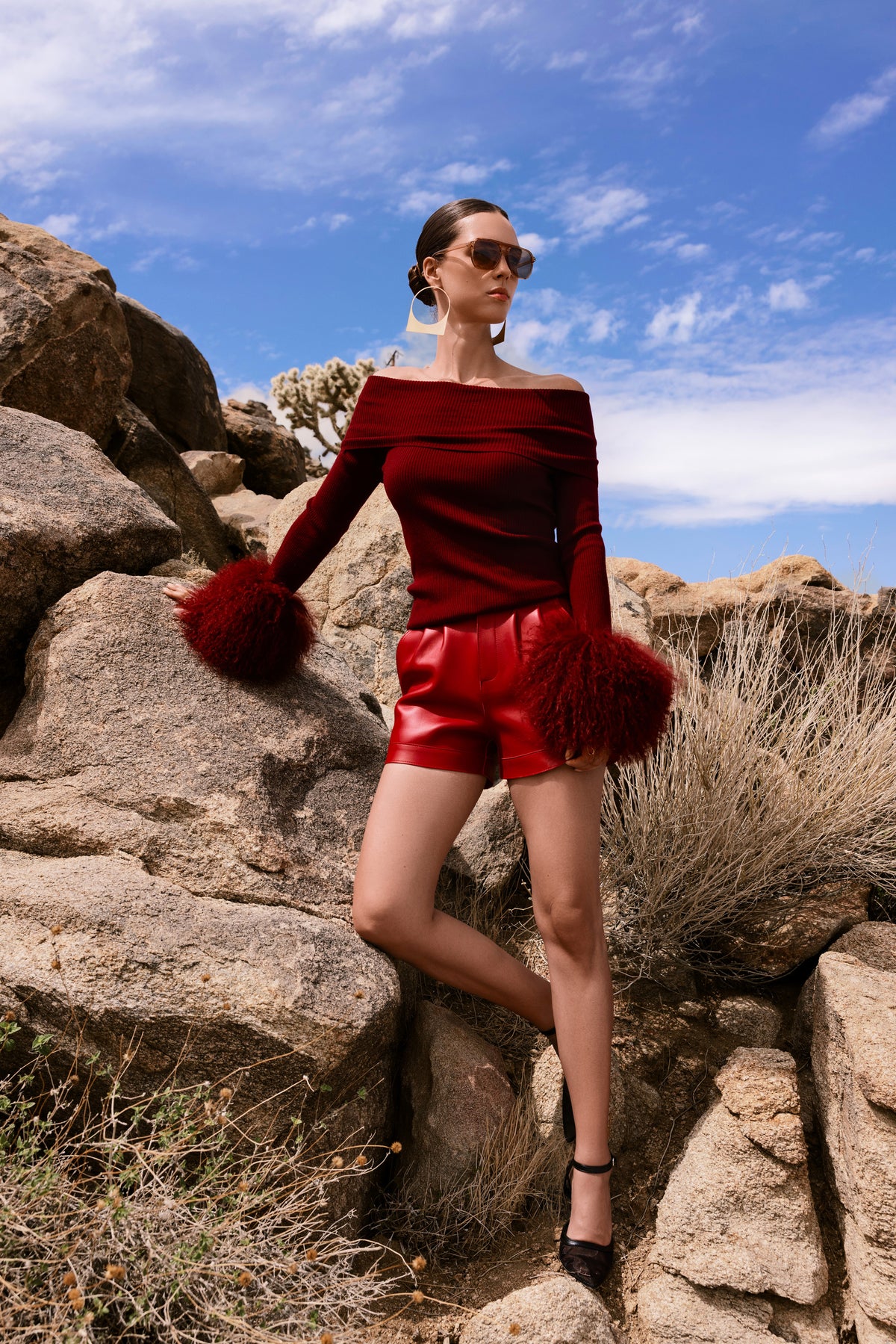Sierra Leather Shorts in Red